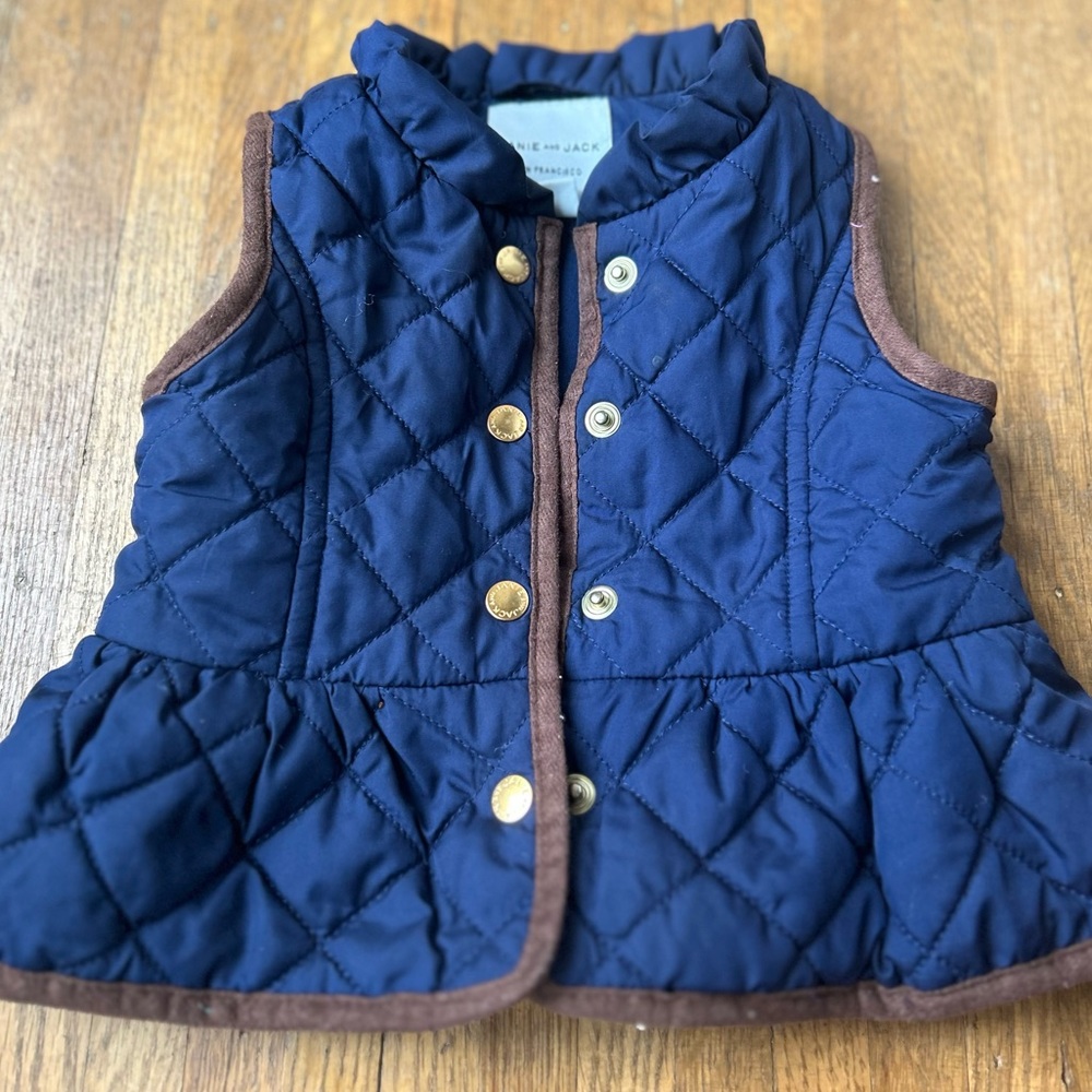 THE QUILTED PEPLUM VEST Dark Blue Small